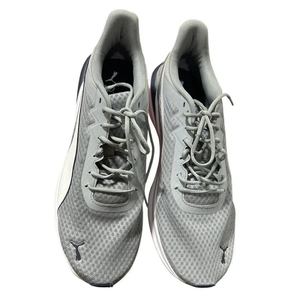 New PUMA Mens Size 13 Gray Mesh Navy Accent Lace Up Athletic Tennis Shoes